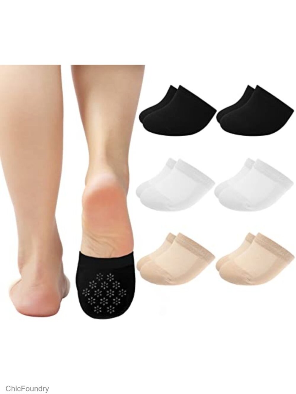 Half Toe Socks Womens No Show Non Slip Toe Topper Liner Socks